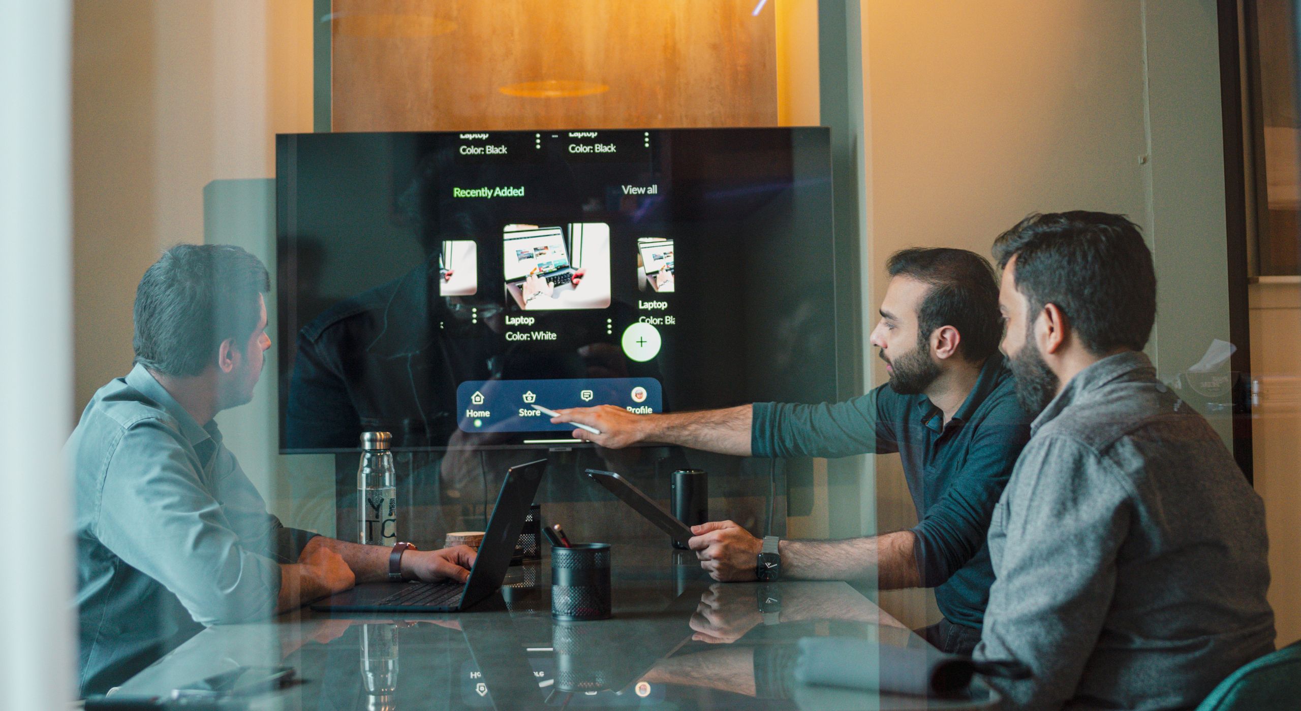 Conference speaker with a microphone