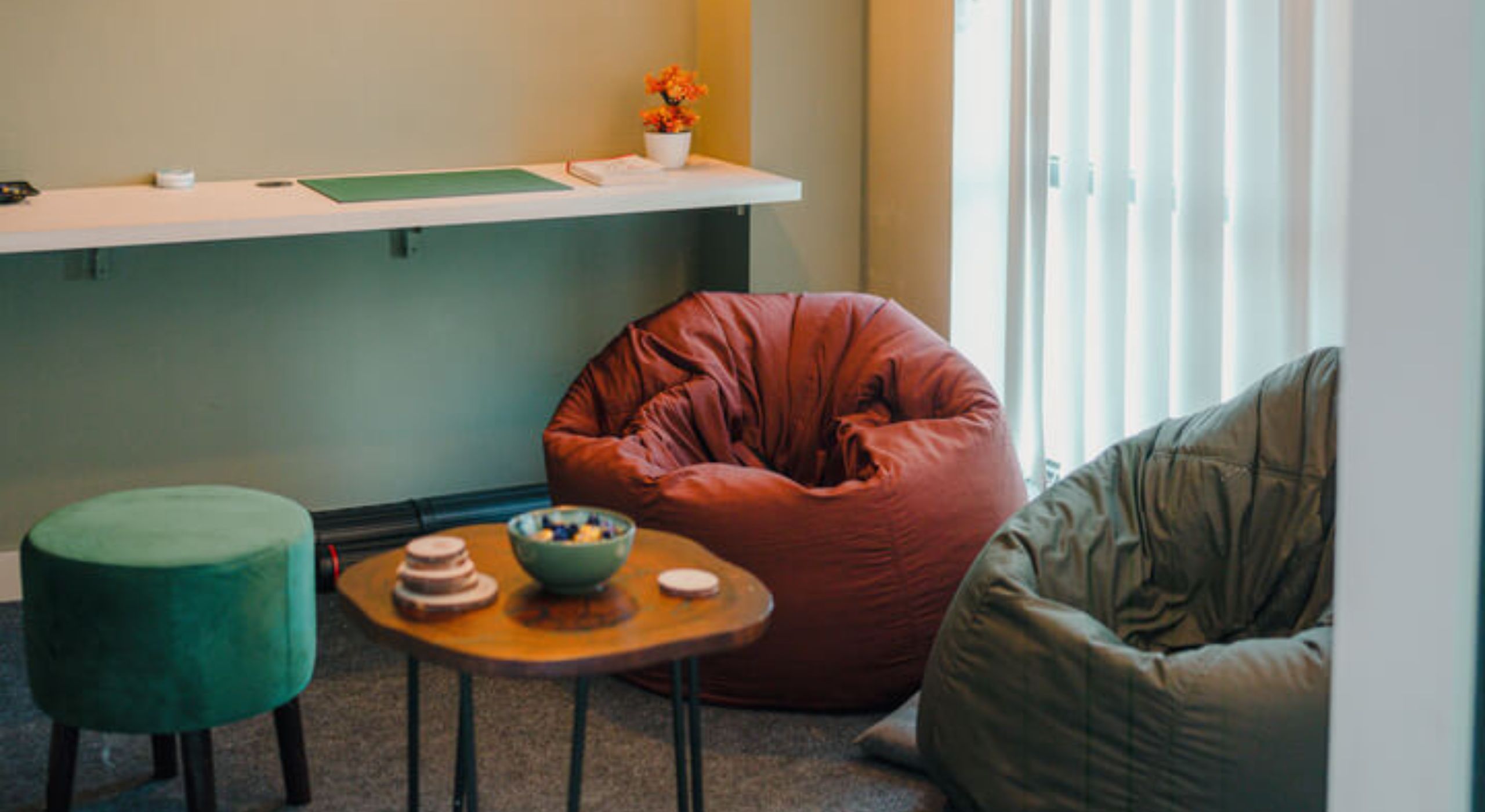 Glass building interior