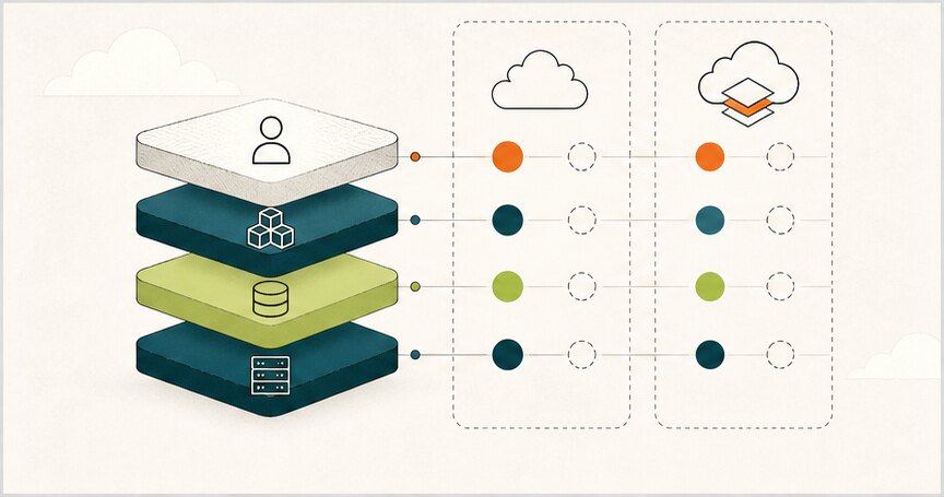 Cloud versus SaaS ownership model showing infrastructure, platform, software, and user responsibility layers
