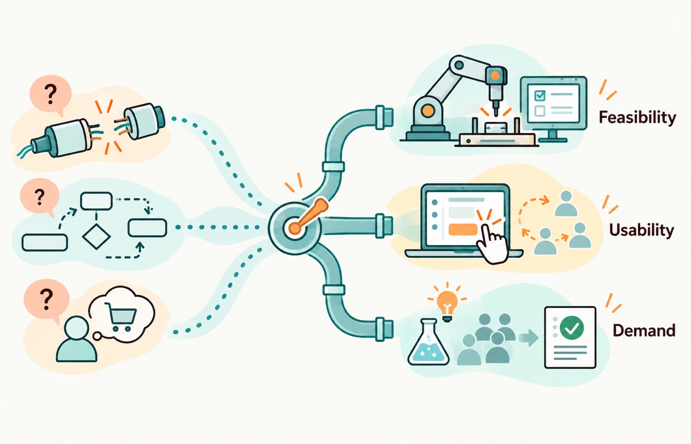 Choose the next validation method from the riskiest unknown instead of assuming every product needs POC, prototype, and MVP in sequence.