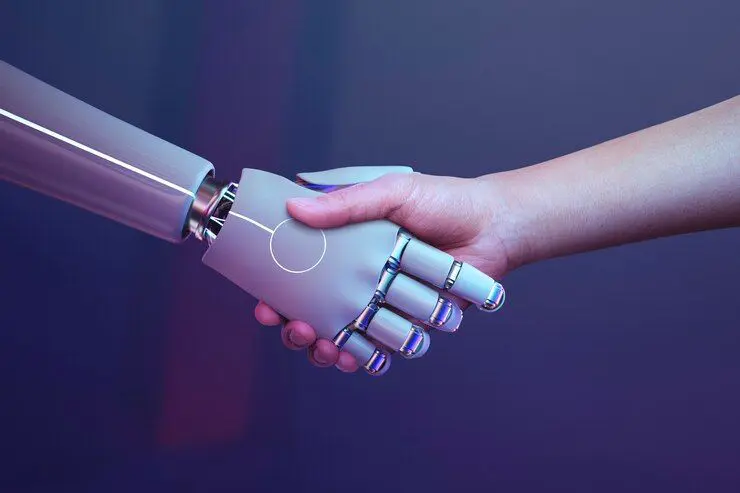 robot handshake human background futuristic digital age 53876 129770