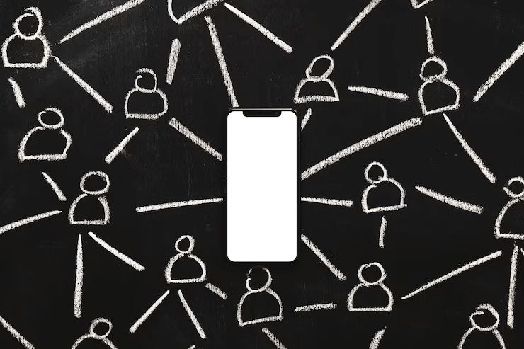 How To Create A One Page Website? Excellent Guide 2024 6 hand drawn figures connected through blank white cellphone chalkboard 23 2147841250